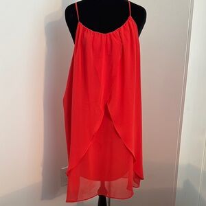 Obsessed with this Red Sleeveless Layered Dress